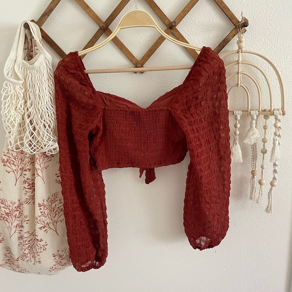 Urban Outfitters long puff sleeve cropped blouse - Picture 5 of 5